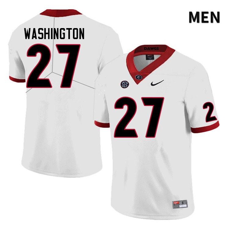 Georgia Bulldogs Men's C.J. Washington #27 White Anniversary Stitched College UGA Football Jersey 23VY013SB